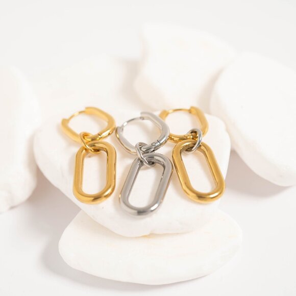 Stainless Steel Silver Convertible Huggie Earrings | Waterproof Hypoallergenic - Picture 4 of 4